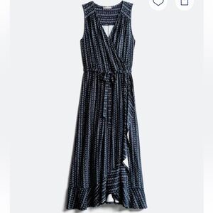 Loveappella Darielle Faux Wrap Ruffle Hem Midi Dress - 1X